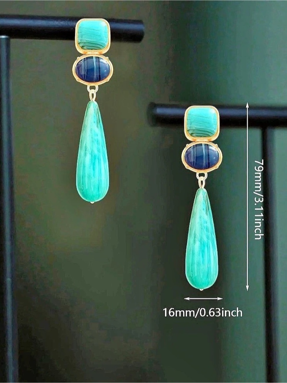 Turquoise Drop Earrings - Picture 3 of 6